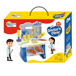 Kids doctor play set 15 piece medical clinic toy kit with stethoscope, syringe, thermometer, scissors, and safe plastic medical tools for role play