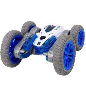 360 rotating RC stunt car with smoke spray LED lights 2.4GHz remote control toy for kids flips spins racing