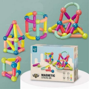 42 Pieces Magnetic Sticks and Balls STEM building toy set for kids 2D and 3D creative learning play