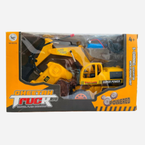 RC Cheetah excavator construction truck remote control toy with shovel arm movement, durable wheels, and realistic digging action for kids play