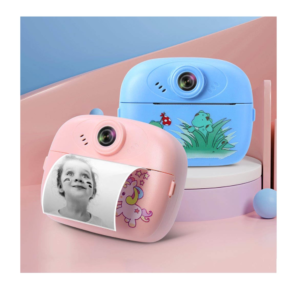 Kids HD digital camera with 12MP dual lens, 2.4-inch HD screen, instant photo printing, and creative sticker effects for fun photography