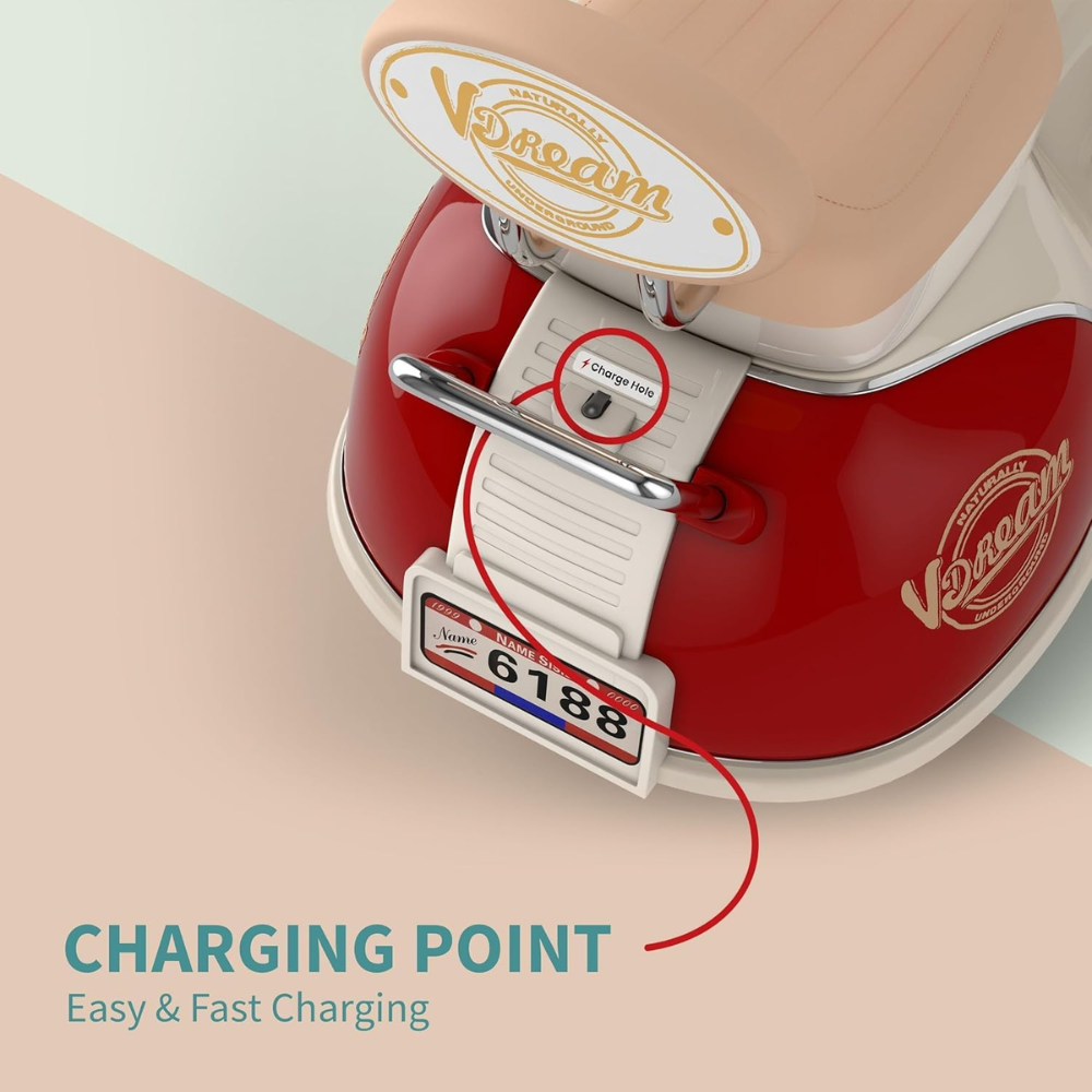 Kids Retro Electric Ride-On Scooter – Classic Vespa Style Battery Operated Toy - Image 7