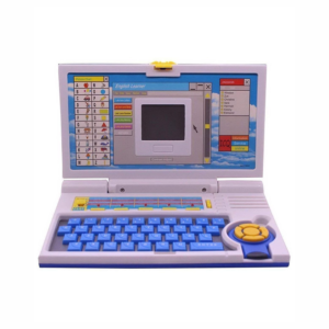 English learner educational laptop toy for kids with keyboard, LCD screen, and interactive learning activities for alphabets, numbers, and spelling