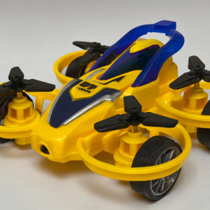 Yellow AeroDrone racing car toy with protective propellers and sporty drone-style design for kids