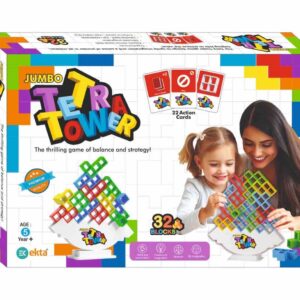 Jumbo Tetra Tower balance game 32 blocks family strategy stacking game for kids 5+ motor skills concentration toy