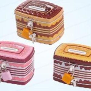 Ceramic Cake Piggy Bank Set - Lockable Money Saving Box, Khel Khilone Hub