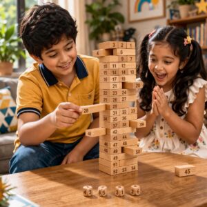 Classic Numbered Wooden Tumble Tower Game, Khel Khilone Hub