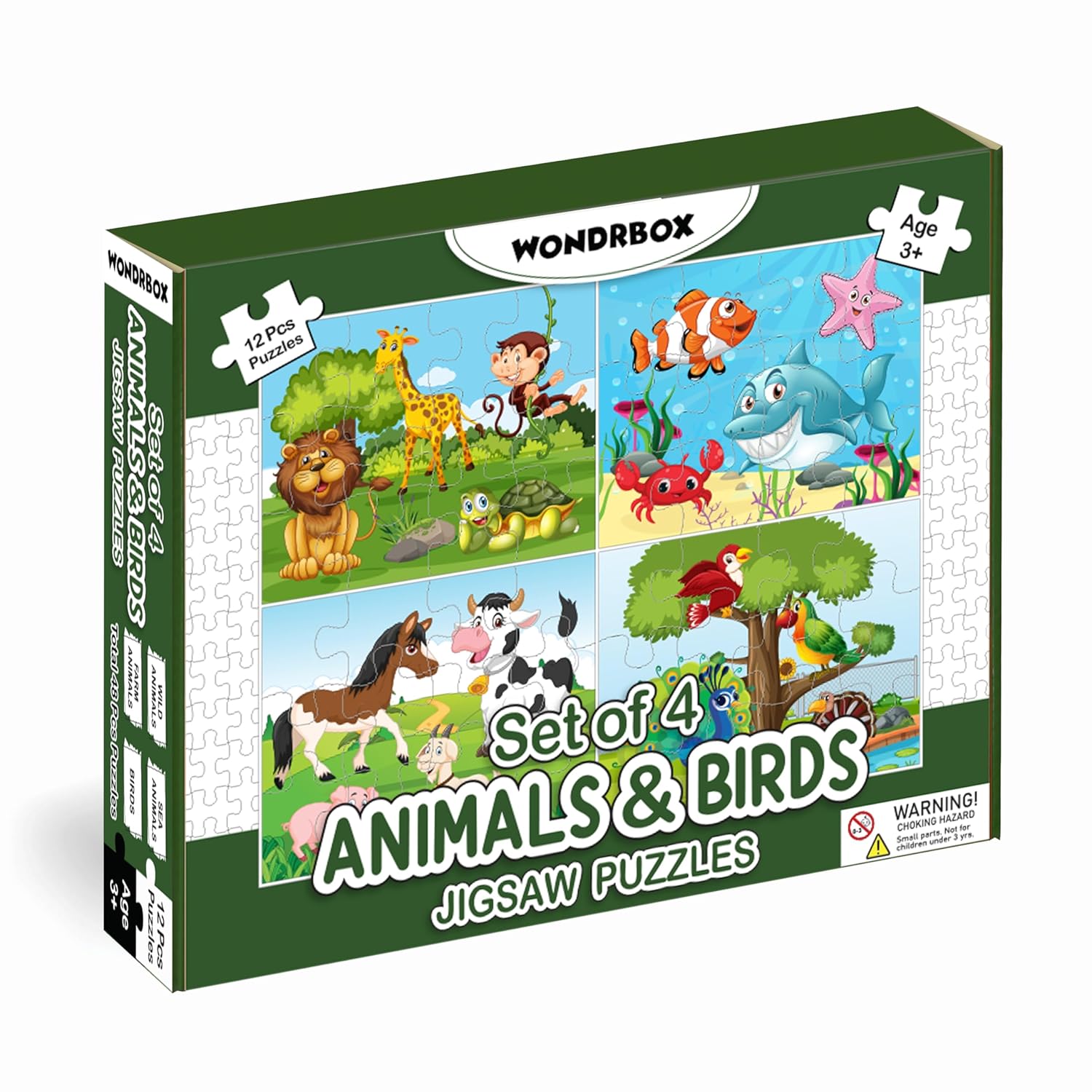 WONDRBOX Animal World: 4-Pack of 12-Piece Puzzles - Image 5