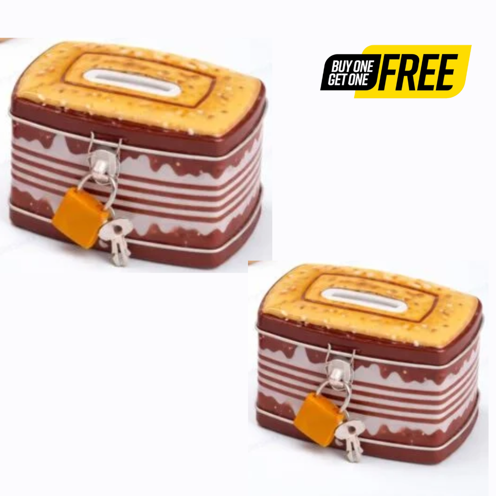 Buy 1 Get 1 Free Sweet Treats Ceramic Cake Piggy Bank with Lock & Key