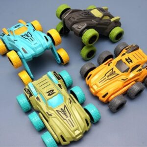 Green 360-degree swing arm RC stunt car for kids by Khel Khilone Hub.