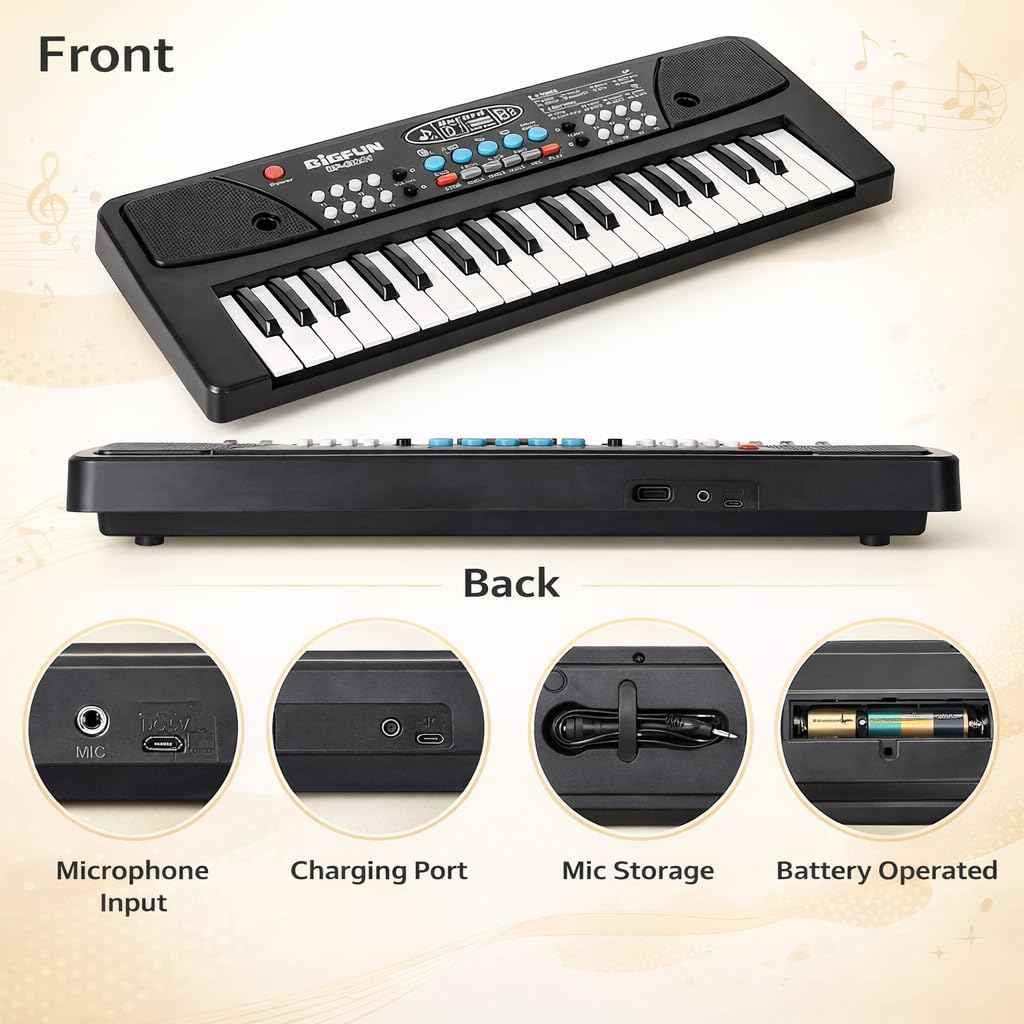 Kids 37-Key Musical Keyboard Piano with Microphone - Image 3