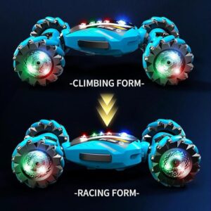 360 rotating stunt RC car for kids with LED wheels and climbing racing mode