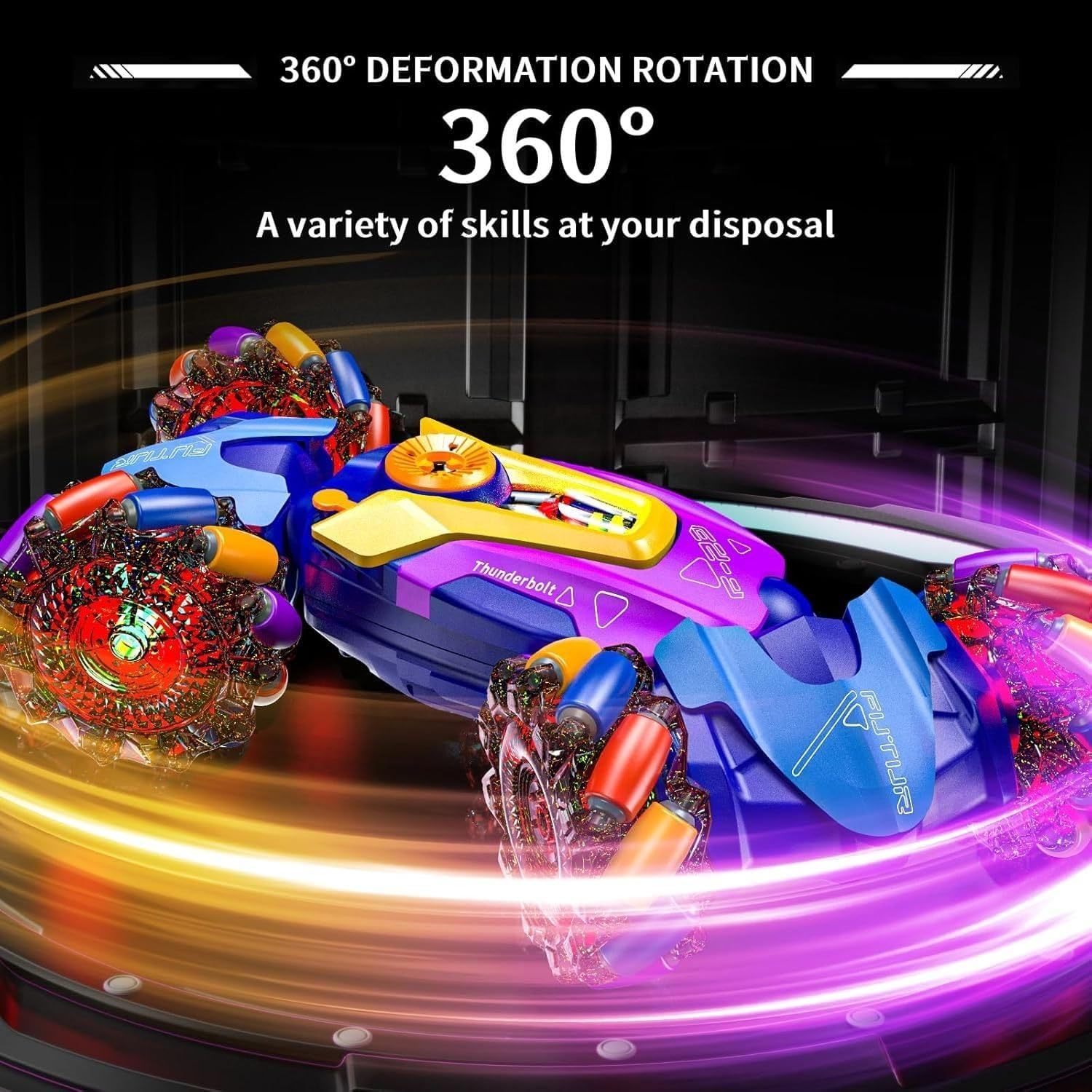 Colorful 4WD gesture sensing RC stunt car with mecanum wheels by Khel Khilone Hub.