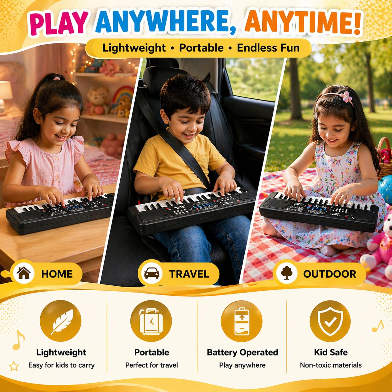 Kids 37-Key Musical Keyboard Piano with Microphone - Image 8