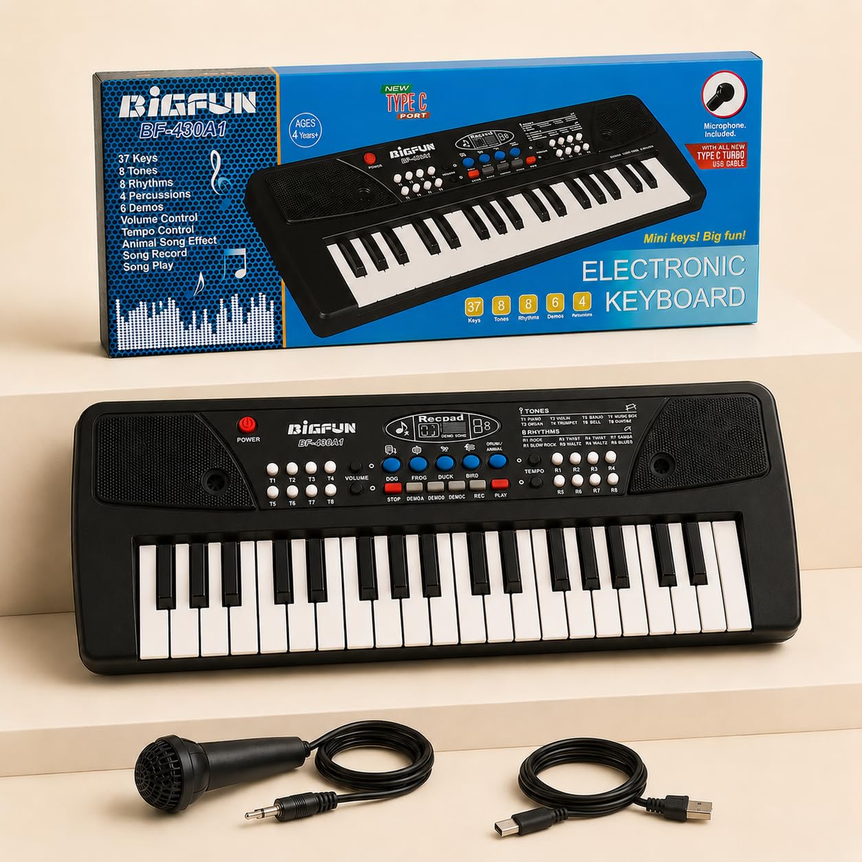 Kids 37-Key Musical Keyboard Piano with Microphone - Image 6