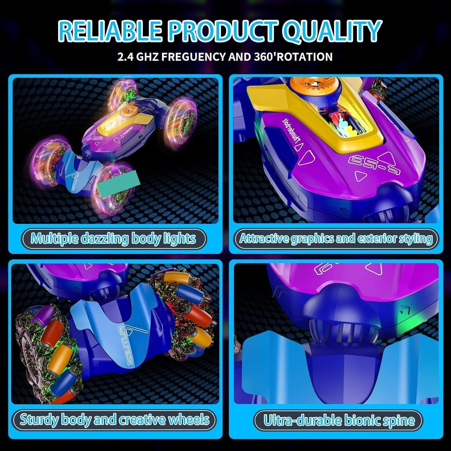 Khel Khilone Hub 4WD Gesture Sensing RC Stunt Car – Mecanum Wheel Drifter - Image 4