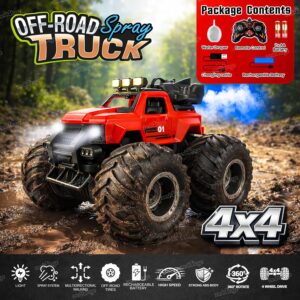 Kids remote control monster truck toy with large off-road tires