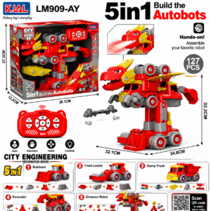 Transforming Dinosaur Construction Truck Set with Screwdrivers – Take Apart Building Toy