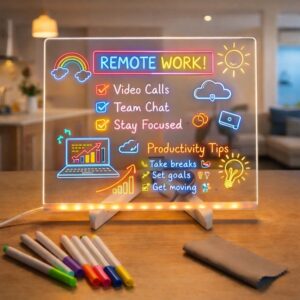 LED Acrylic Writing Board with 7 Color Pens & LED Light – Rewritable DIY Message Board, 3D Night Lamp, Personalized Memo Display for Home, Office Desk & Gifts