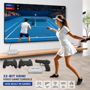 32-Bit Plug & Play Video Game Console with Motion Shooting Gun and 1056 Games