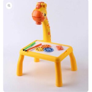 Kids Art Projector Table with Drawing Board – Creative Learning & Painting Desk Toy, Yellow